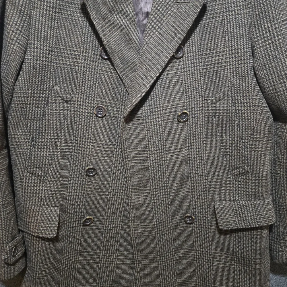 Banana Republc Overcoat Double Breasted Sz M Brown Glen Plaid Houndstooth Wool